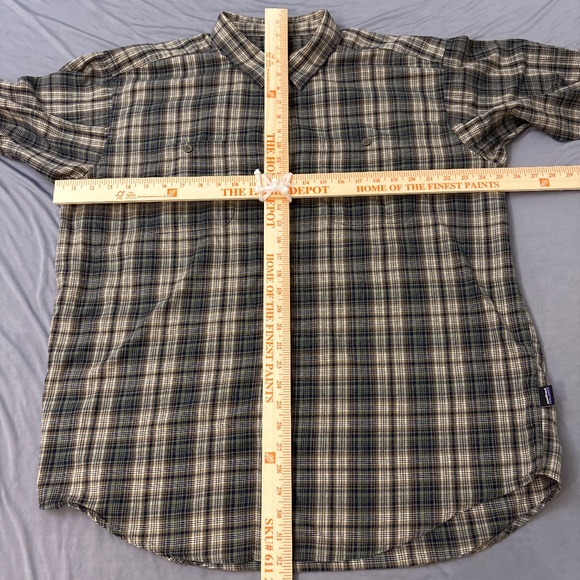 Patagonia Men's Long-Sleeved Organic Cotton Plaid Green and Gold Shirt Size XL - Picture 5 of 6